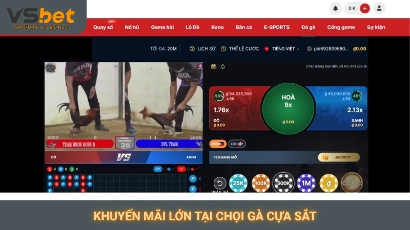 Đá gà cựa sắt Vsbet: Những đòn đánh nảy lửa, hấp dẫn 4 Khuyến mãi lớn tại chọi gà cựa sắt