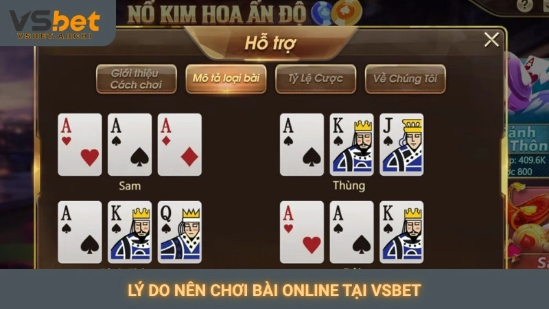 Lý do nên chơi bài online tại Vsbet
