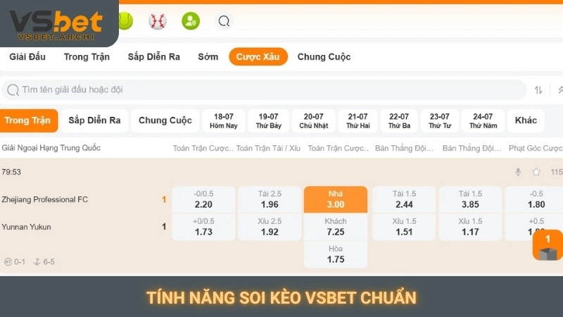 Kèo bóng đá Vsbet: Cập nhật tỷ lệ kèo nhà cái mới nhất 4 Tính năng soi kèo Vsbet chuẩn
