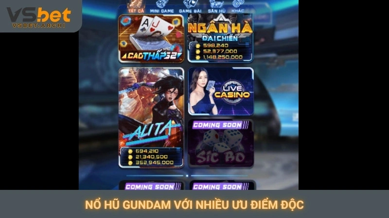 Nổ hũ Gundam Vsbet: Đồ họa đỉnh cao, phần thưởng khủng 4 Nổ hũ Gundam với nhiều ưu điểm độc