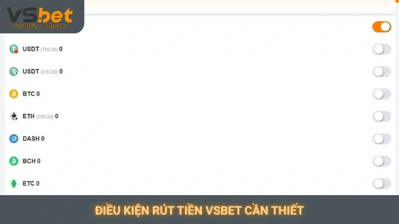 Điều kiện rút tiền Vsbet cần thiết