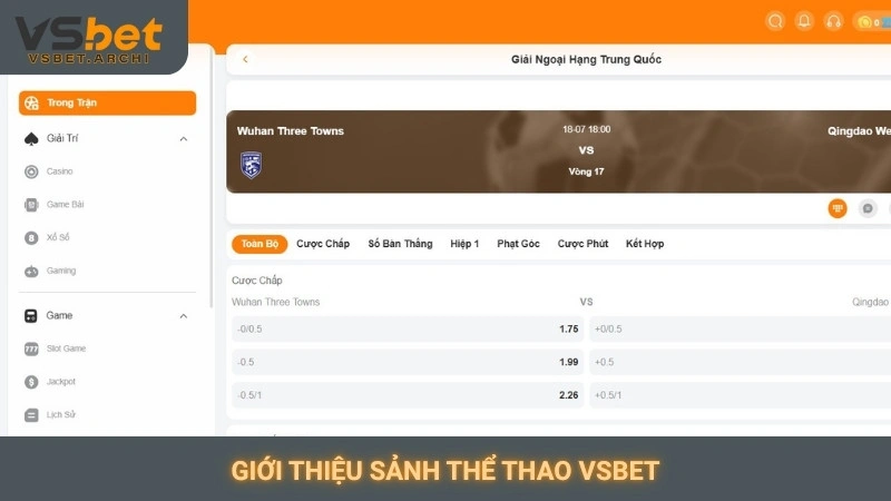 Giới thiệu sảnh thể thao Vsbet