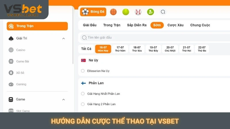 Hướng dẫn cược thể thao tại Vsbet