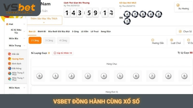 Vsbet đồng hành cùng xổ số